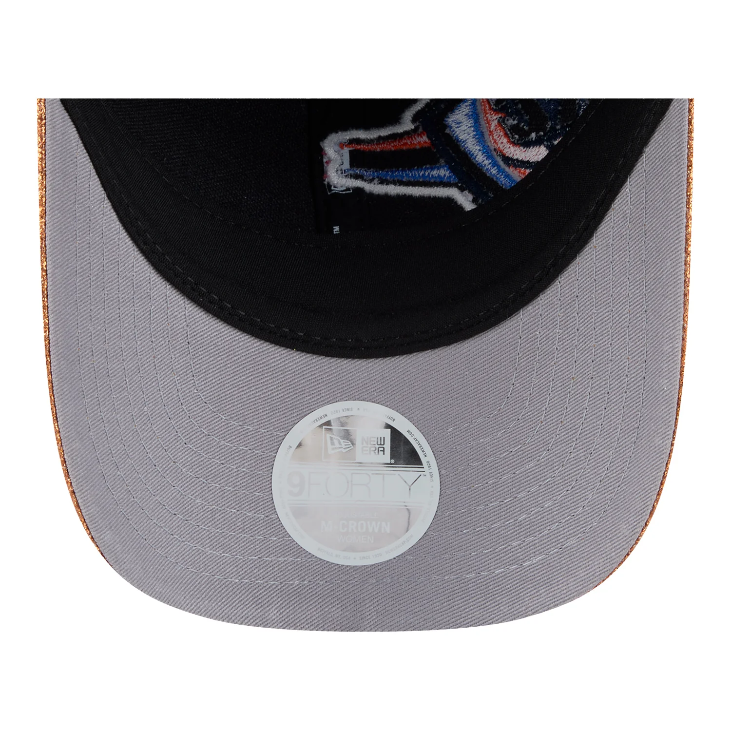 Ladies OKC Thunder New Era 9Forty M-Crown Offset Glitter Snap Hat - Image 5
