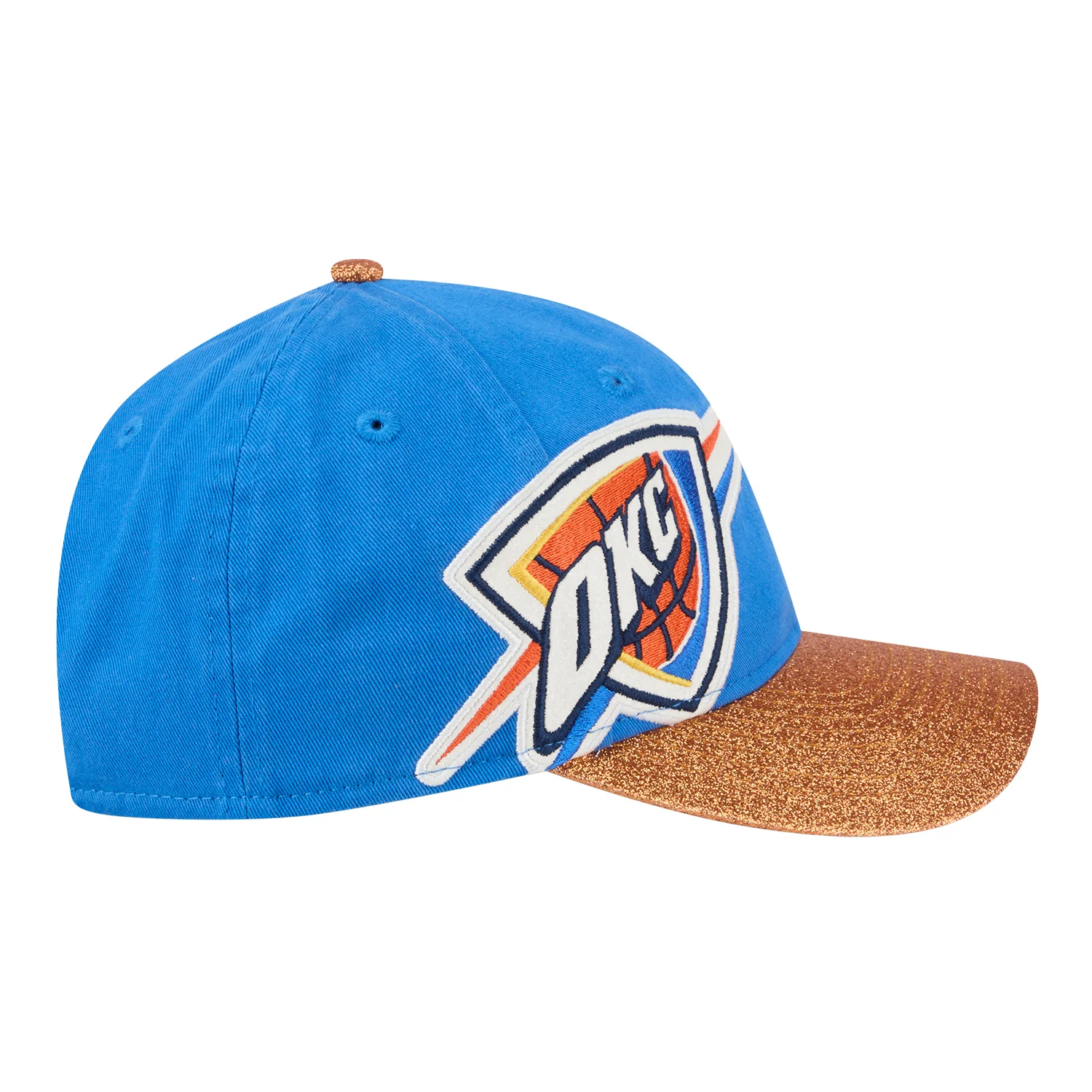 Ladies OKC Thunder New Era 9Forty M-Crown Offset Glitter Snap Hat - Image 6