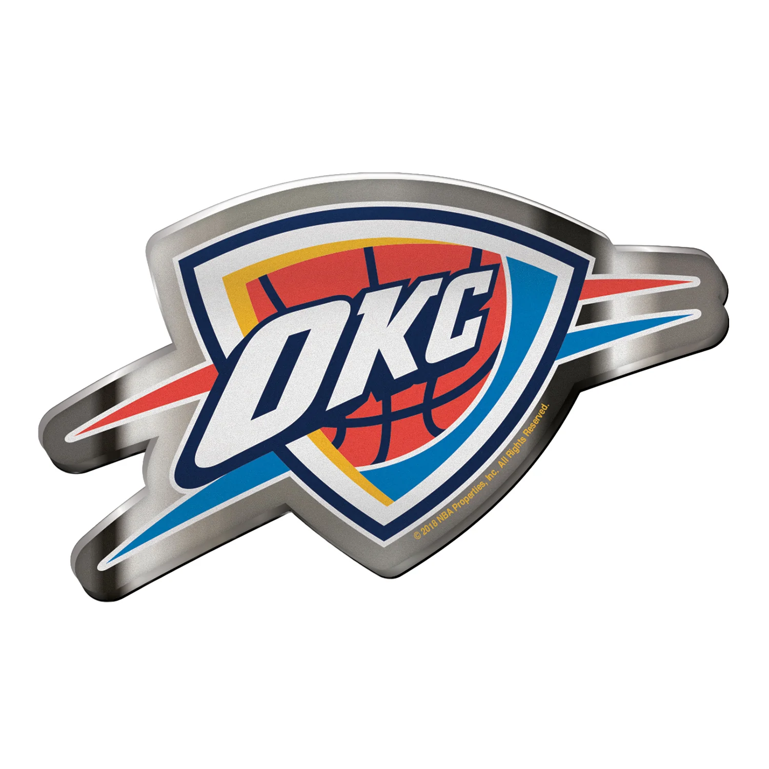 OKLAHOMA CITY THUNDER FULL COLOR CHROME AUTO EMBLEM