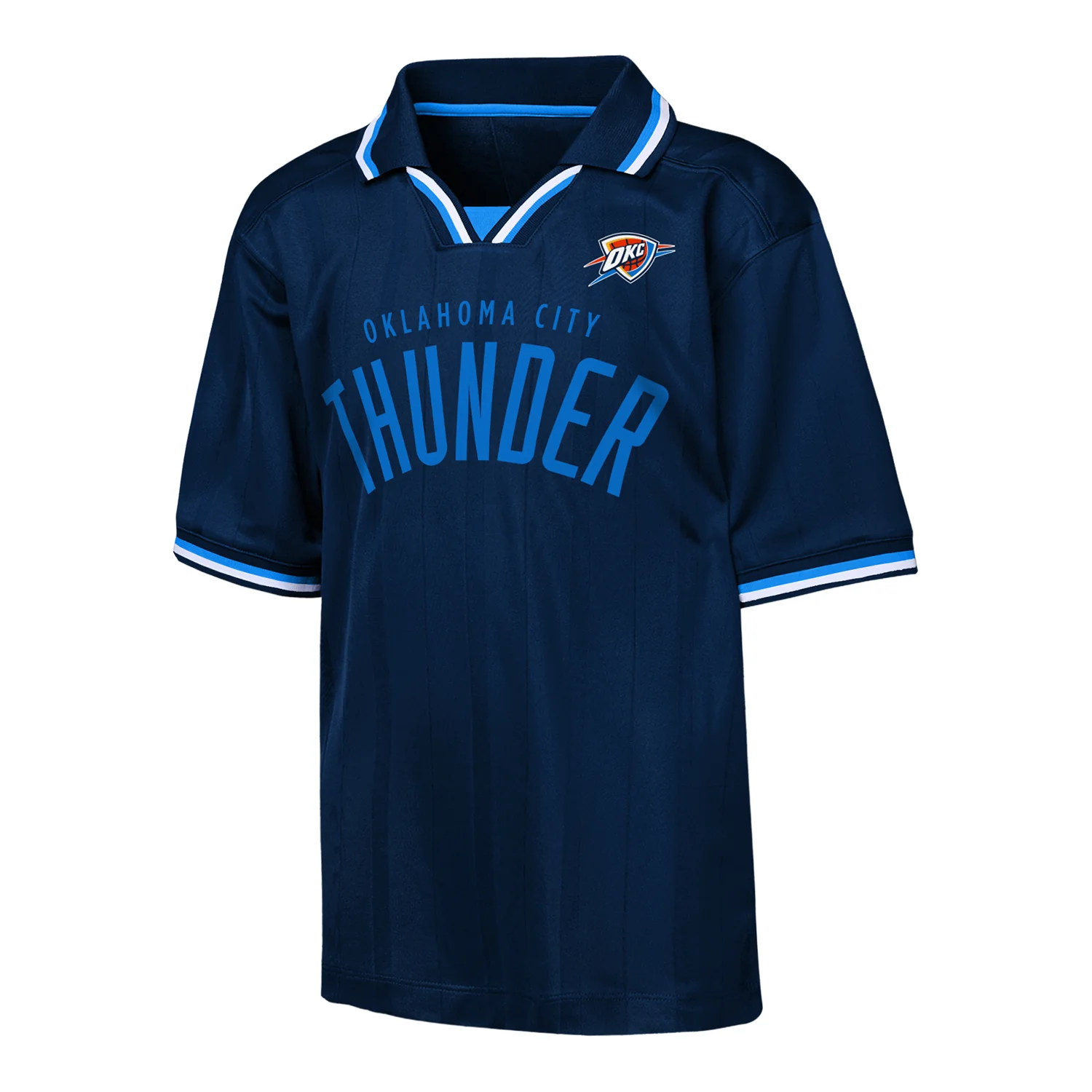 Youth OKC Thunder Outerstuff Stadium Striped Collared T-Shirt - Image 2