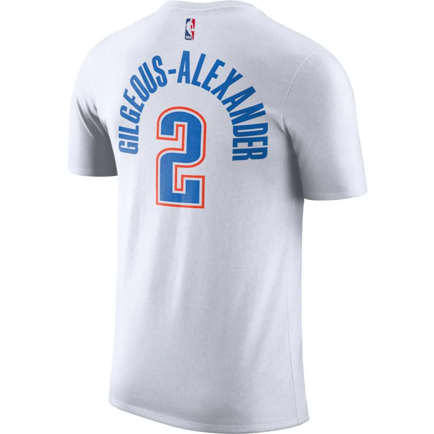 OKLAHOMA CITY THUNDER NIKE ASSOCIATION EDITION SHAI GILGEOUS-ALEXANDER NAME AND NUMBER TEE
